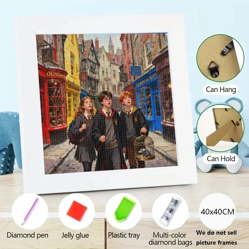 

1PC 5D DIY Harry Potter Diamond Painting Kit, Full Drill Rhinestone Embroidery Craft Art, Golden Trio (Harry, Hermione, Ron) in