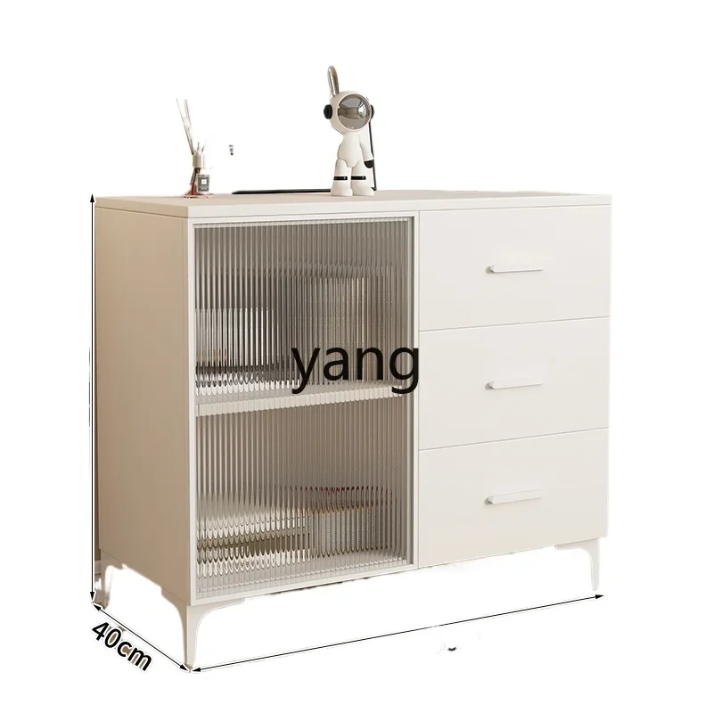 LHM  Light Luxury Stone Plate Solid Wood Sideboard Modern Minimalist Stone Plate Living Room Storage Cabinet