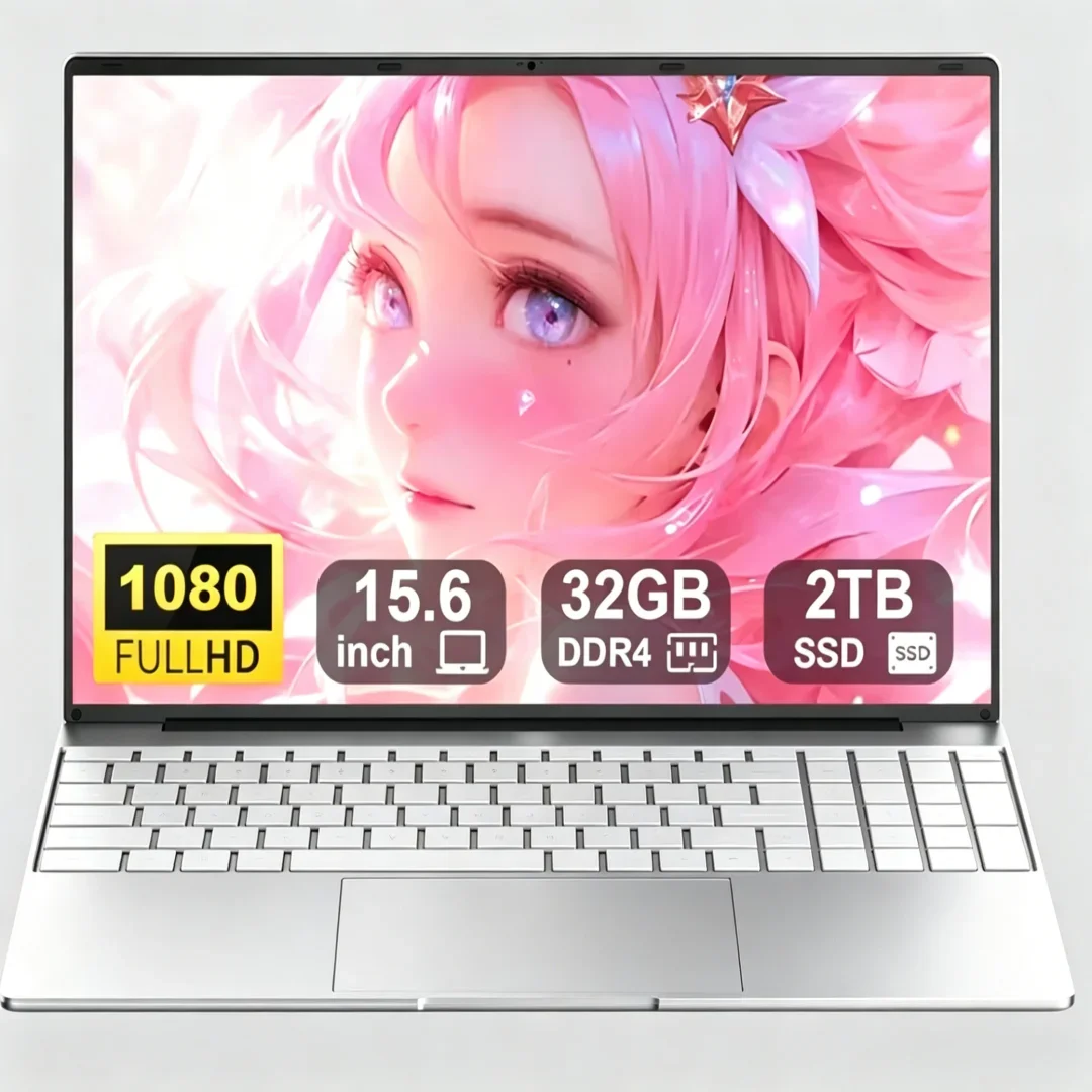Notebook Portátil Robusto de 15.6" com Windows 11, 32GB DDR4, SSD de 2TB, Ultrabook para Estudo em Casa, Escritório e Jogos Casuais, Intel I9-9880H