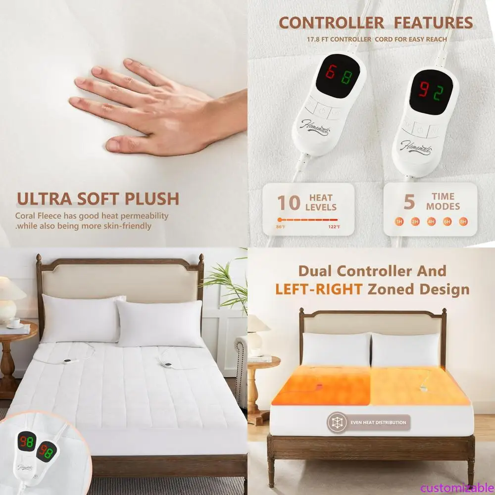 

Электрический наматрасник размера «queen-size» с 5-мя настройками нагрева для холодных сна, подогреватель кровати из кораллового флиса