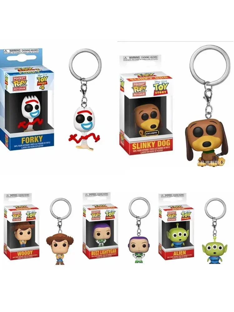 2025 FUNKO porte-clés de poche Toy Story Woody Alien Buzz Lightyear Forky Slinky chien figurine jouets avec boîte d'origine