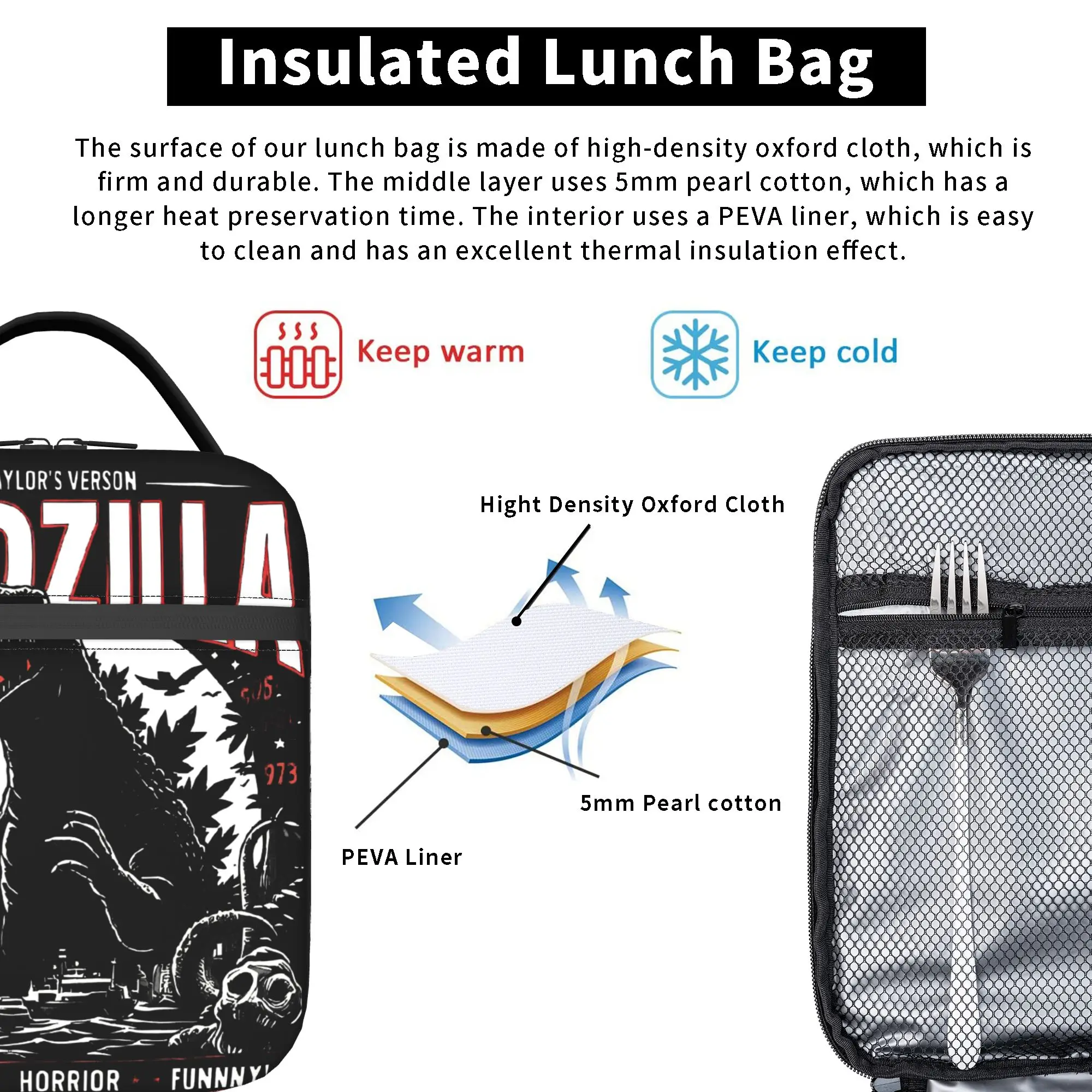 Godzillaed Anime Insulated Lun - огляд і ціна Meal Prep Bag