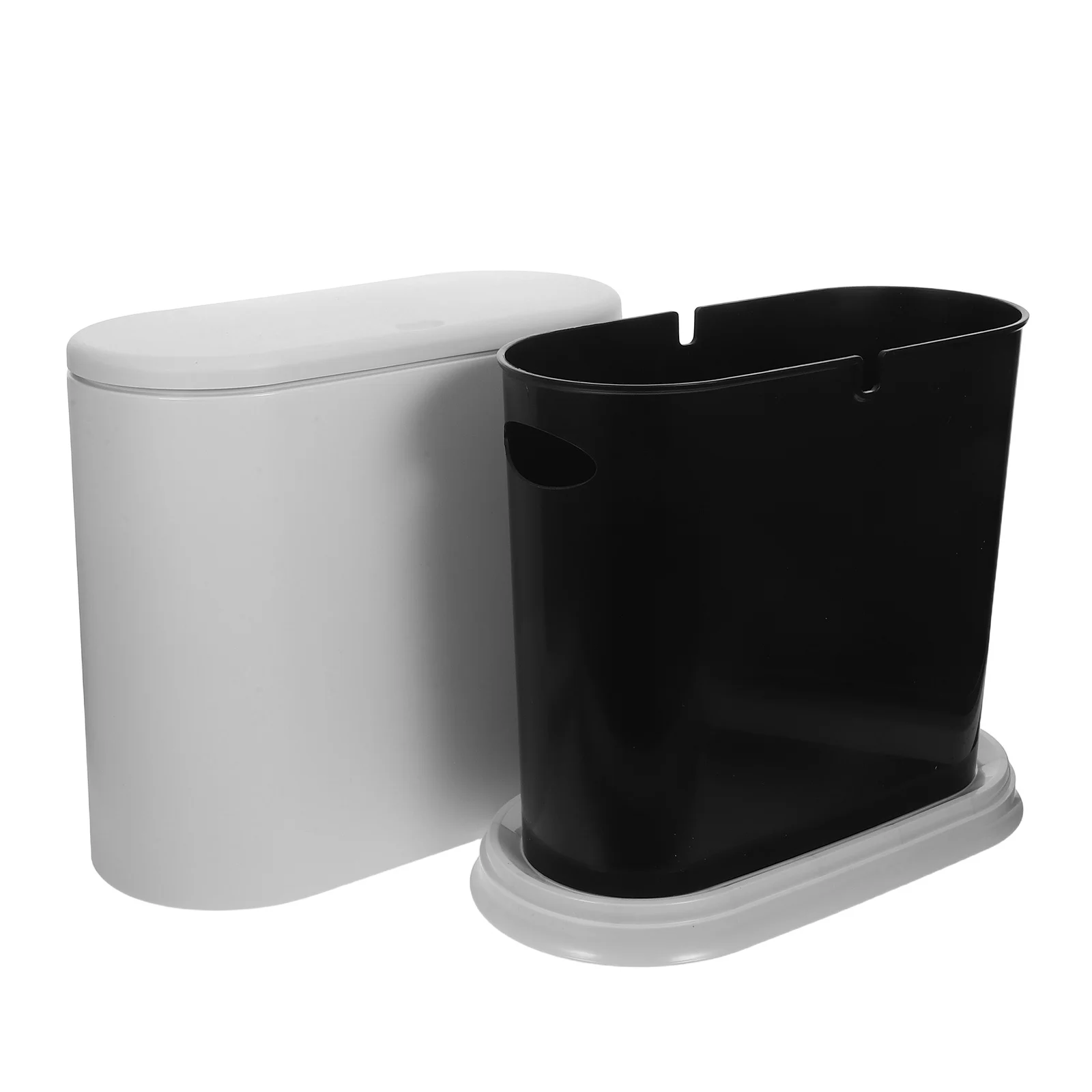 

Bathroom Small Trash Can Slim Press Lid Garbage Bin Kitchen Bathroom Waste Container Odor Control Plastic Material