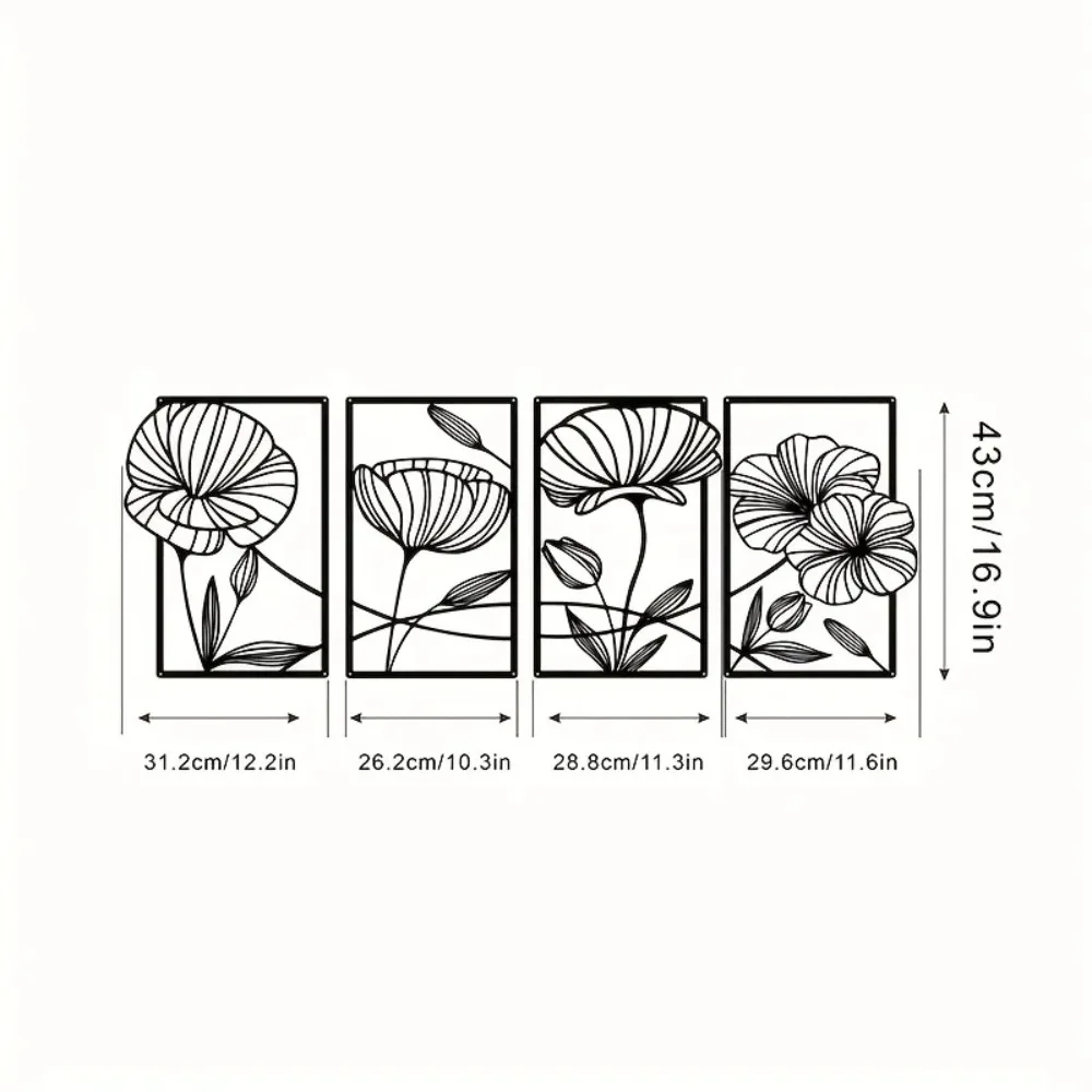 CIFBUY Iron Wall Art Minimalist Lotus Metal Wall Decor Abstract Iron Sculpture Silhouette Floral Pattern Home Decoration