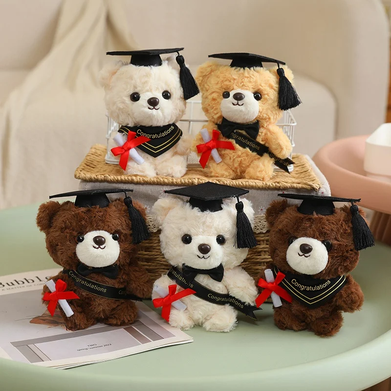 15cm Lovely Graduation Bear Plush Keychains Pendant Kawaii Doctor Bear Girls Backpack Phone Plush Keyring