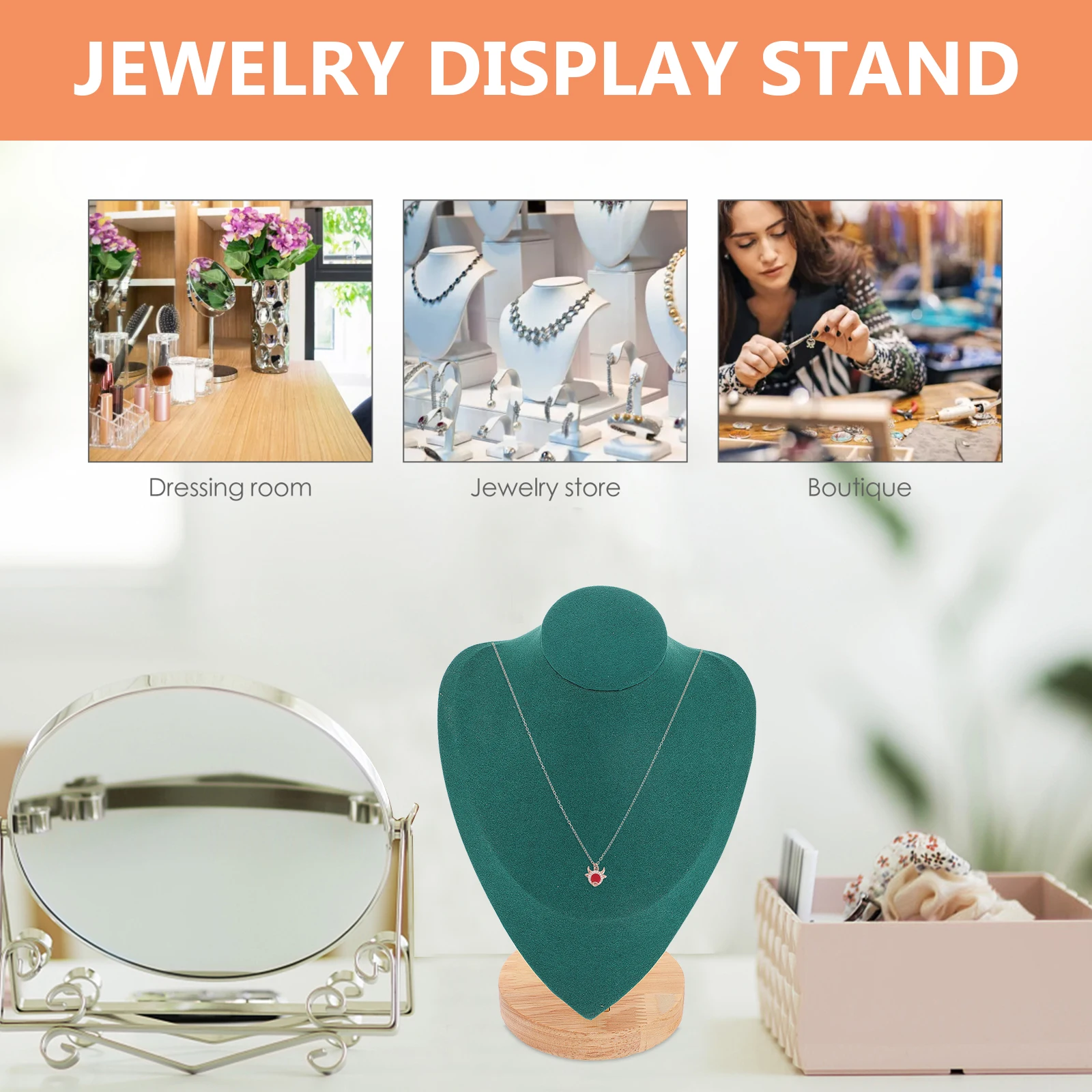 Necklace Holder Jewelry Retail Hanger Display Stand for Vendors Bamboo Chain Men