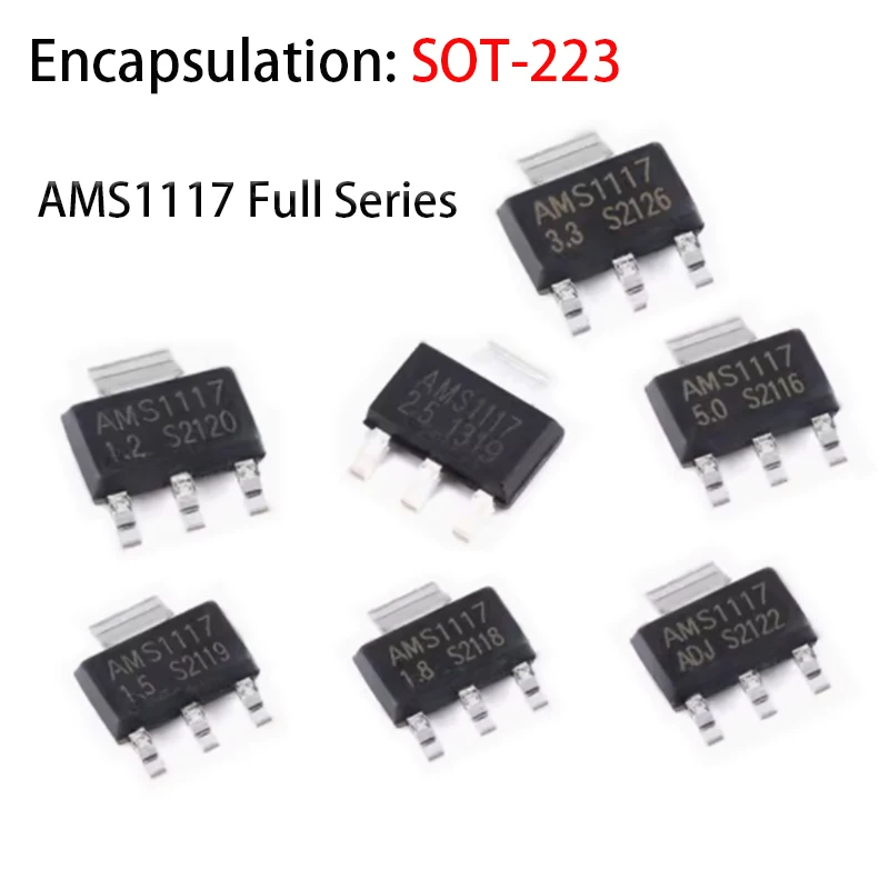 AM1117-1.2 AM1117-1.5 AM1117-1.8 AM1117-2.5 AM1117-3.3 AM1117-5.0 AM11117-ADJ SOT-223 power chip IC 20pcs