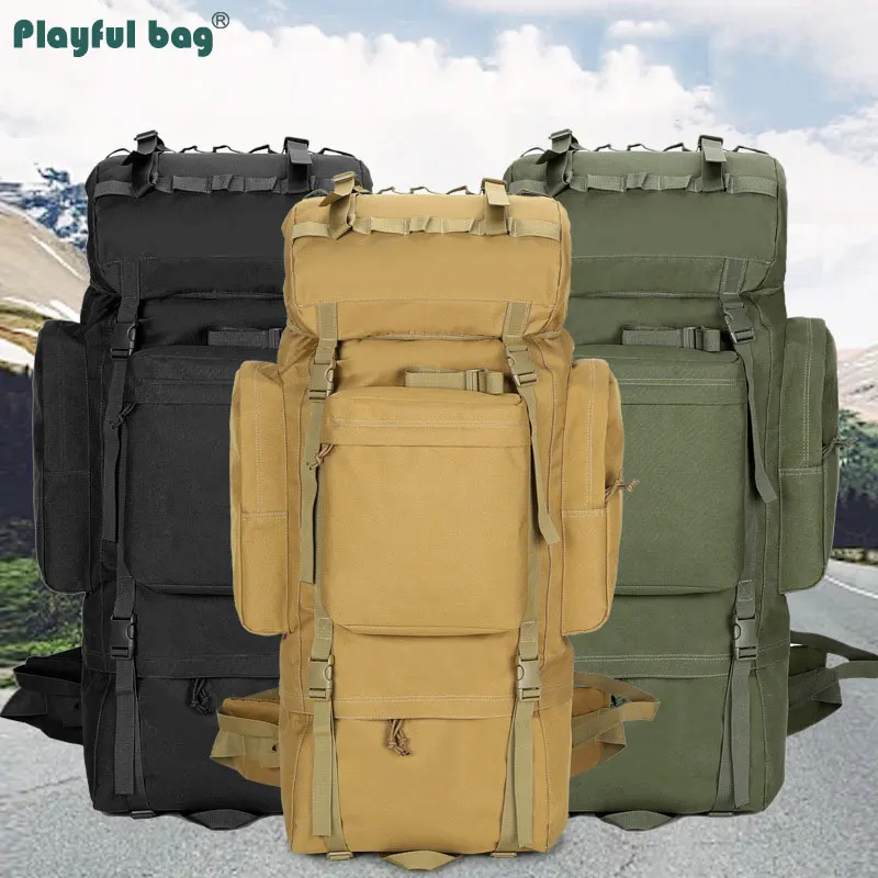 Outdoor 100L Camouflage Hiking Backpack Waterproof Tactical Mountaineering Bag Large Capacity Rucksack Russian CAMO AVA213