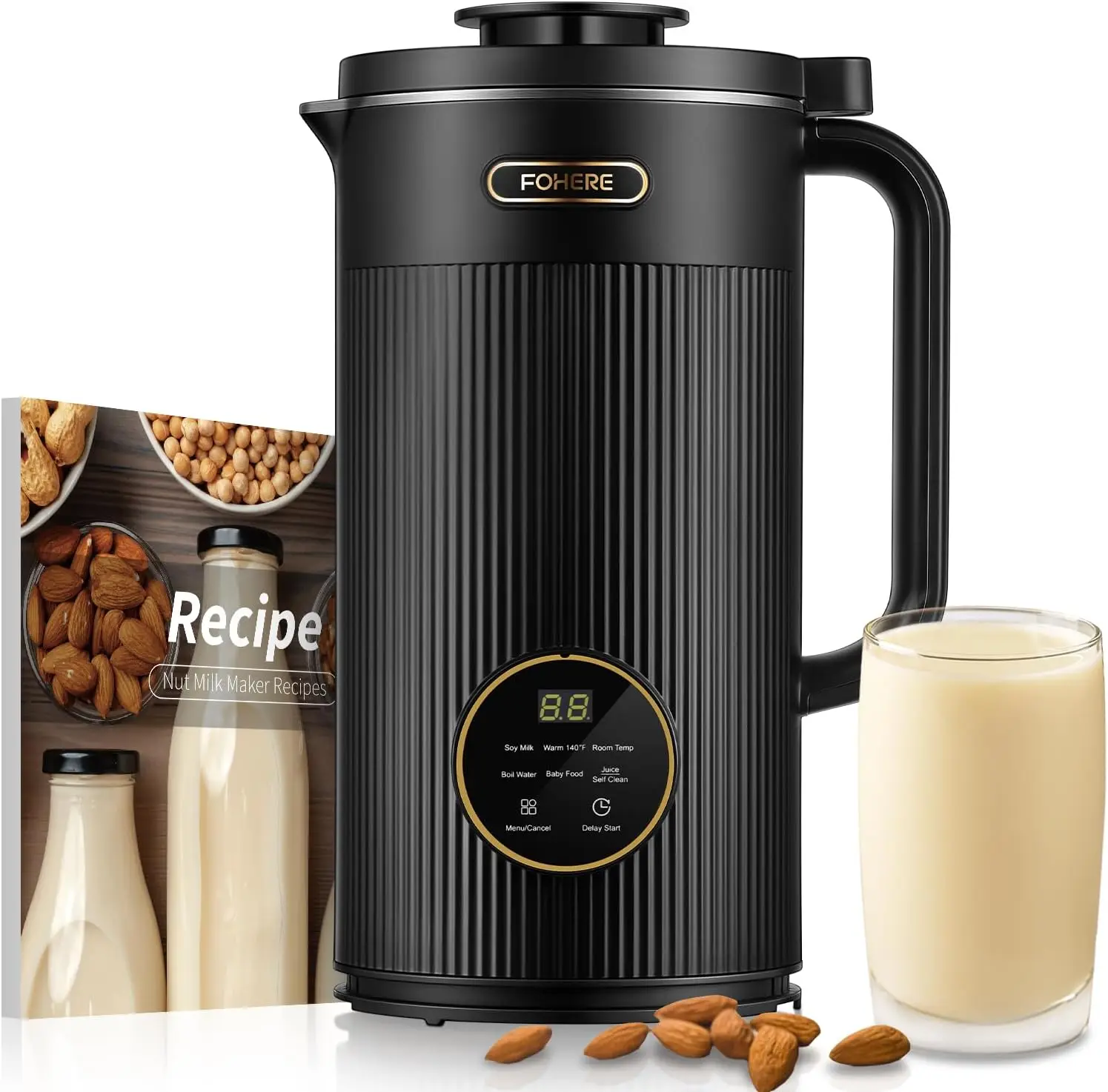 

6 in 1 Nut Milk Maker, 35oz Homemade Almond, Oat, Soy Milk & Plant-Based Beverages with 12H Timer, Self-Clean, Keep Warm