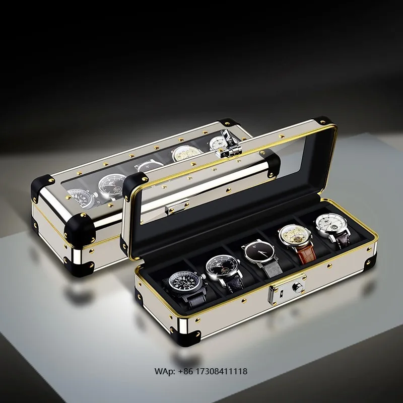 

Металлическая шкатулка для хранения часов, витрина для часов, органайзер для механических часов, ювелирных изделий и браслетов