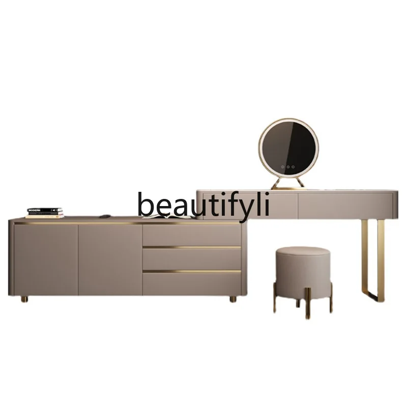 Light Luxury Dressing Table TV Cabinet Integrated High-Grade Retractable Makeup Table Corner Storage Cabinet