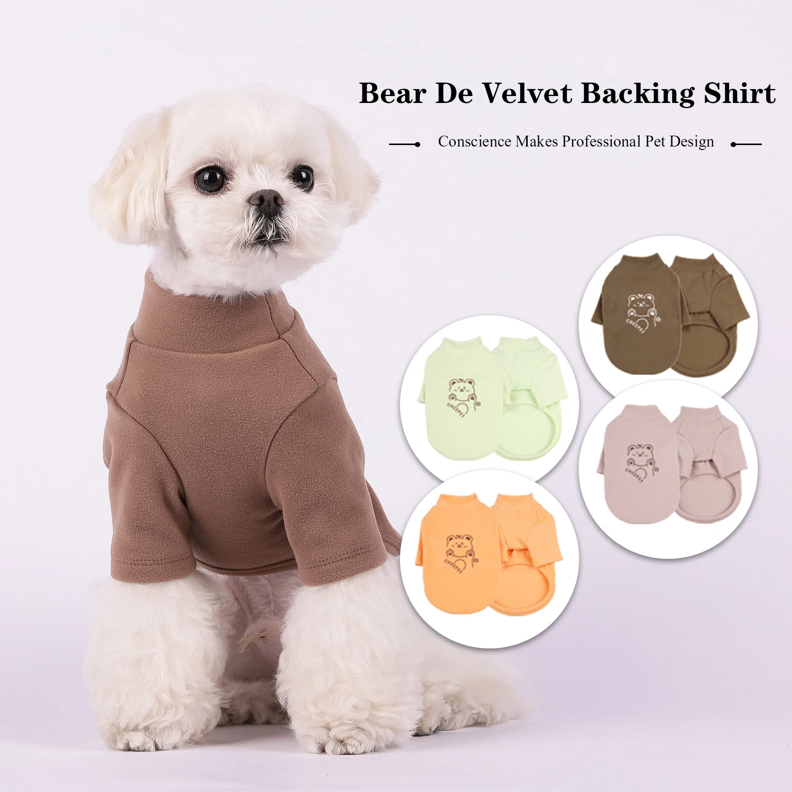 

Autumn and winter printed bear vests imitation hair off warm dog clothes little dog bottoming shirt pet biped clothing