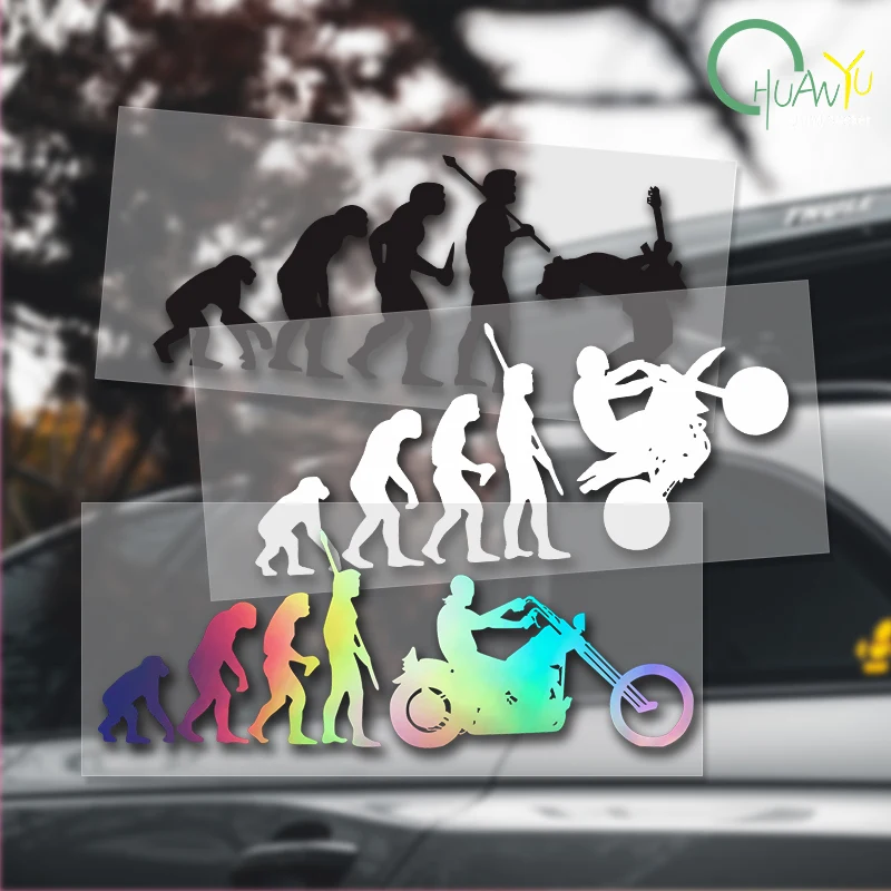 Interesante curso de evolución humana, ventanas creativas de coche, cuerpo de motocicleta, Material impermeable reflectante de PVC