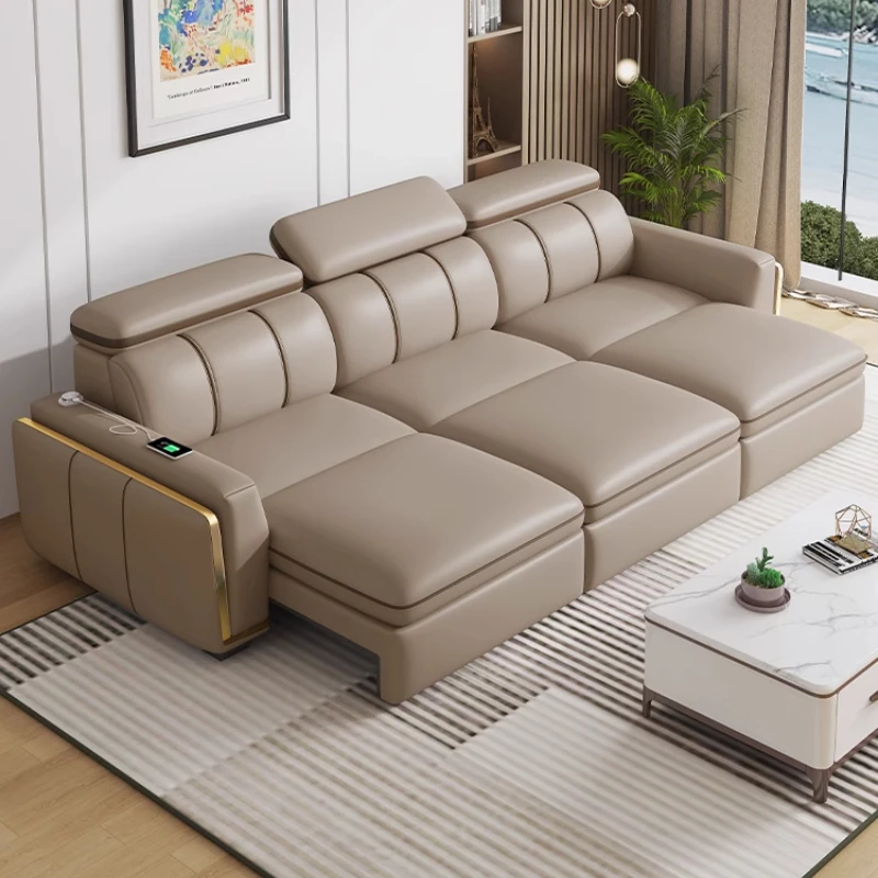 Sofa bed Living room multi-functional folding dual-purpose straight row intelligent electric sofa