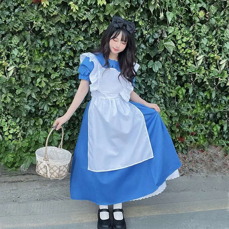 Alice au pays des merveilles loween femme de chambre Costume ort Sve Princ doux fille jupe Cosplay Lolita orm Fem loween Costume