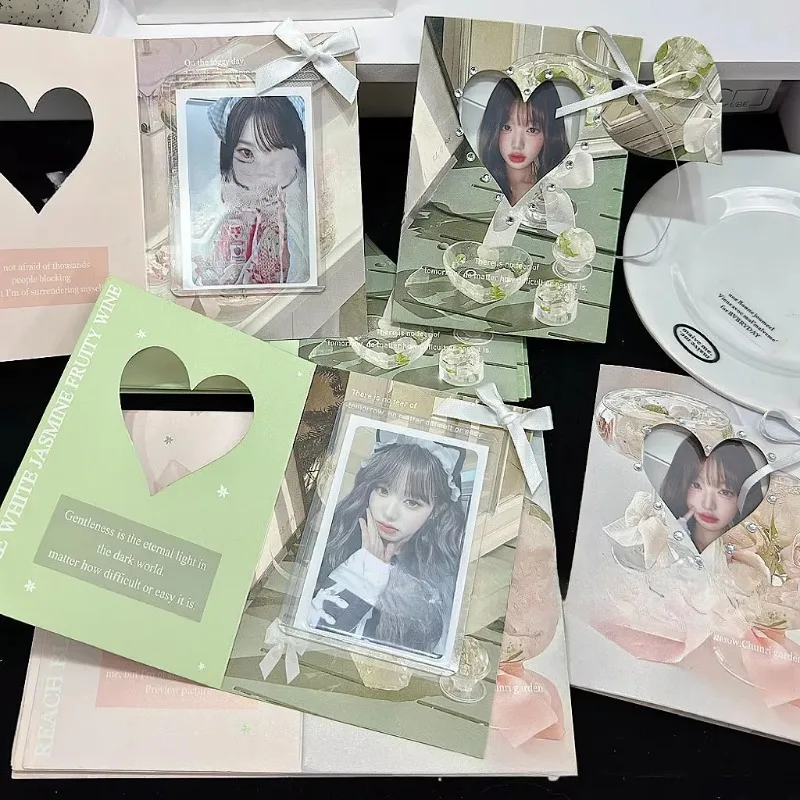 10pcs/set INS Cute Casual Korean Fashion Kpop Photocard Holder Sweet Aesthetic Photo Card Decor Package Craft Paper Kids Gift