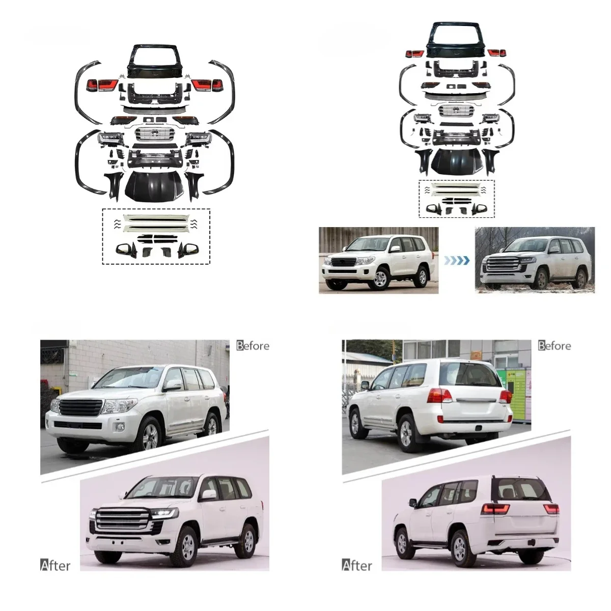 

Комплект для рестайлинга BR для Land Cruiser 200 (серия LC200) 2008-2015: бампер, решетка радиатора, фары, детали для переоборудования в модель 300