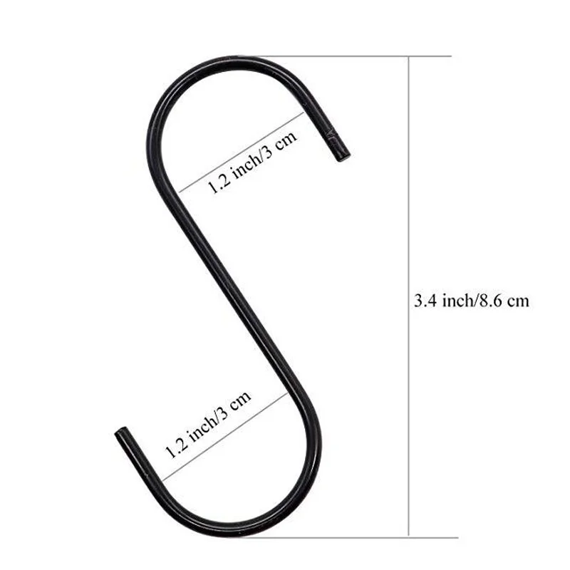3-Pack Zwarte Ronde Zware S Vormige Haken Keuken S Type Haken