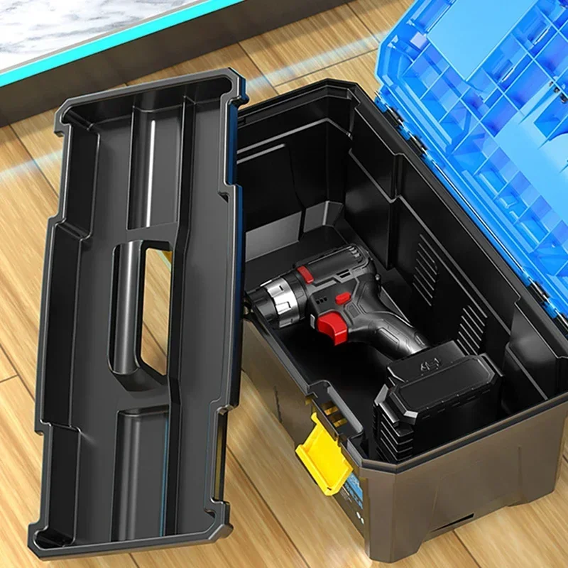 Caja de Herramientas portátil a prueba de golpes, estuche de trabajo de gran capacidad para electricista, caja de almacenamiento vacía para destornillador