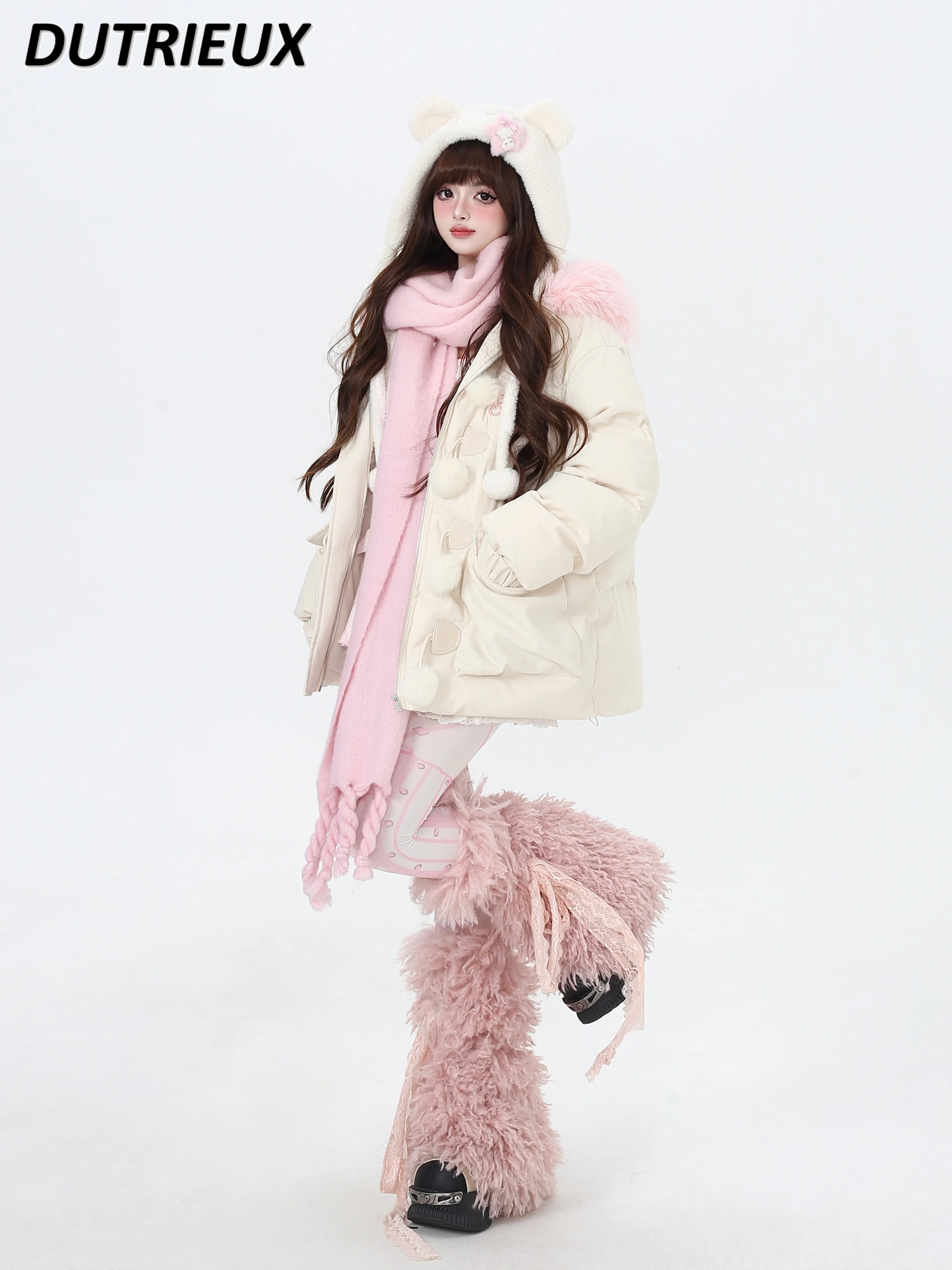 Casual Jackets Sweet Girl Parkas Cute Velvet Thickened Loose Fur Collar Cotton Jacket Fashion Winter New Women's Warm Coats