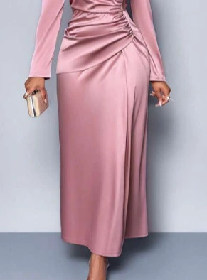 2025 Spring Summer New Solid Color High-end Satin Dress Fashion Elegant Light Evening Gown Bodycon Dress