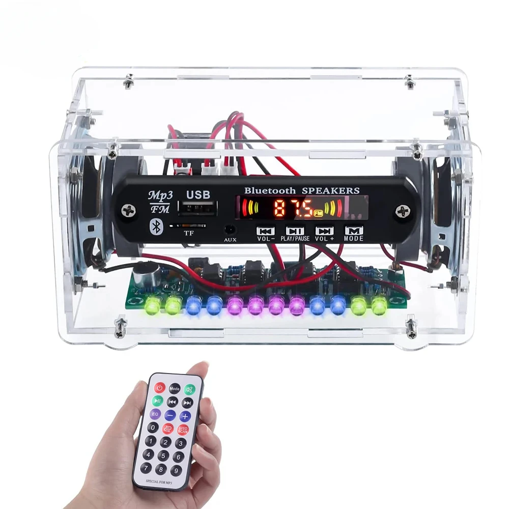 DIY Electronit FM Radio Kit Bluetooth-Compatible Amplifier Stereo Speaker 3W*2 Spectrum Indicate Music Player Soldering Practice