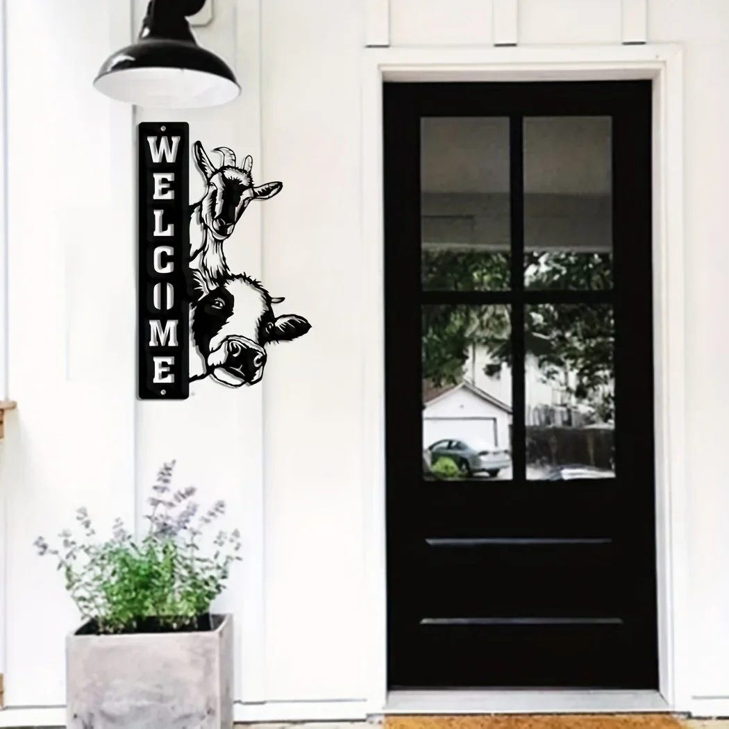 CIFbuy Signs Plaques,Farm House Sign, Cow Sheep Sign, Welcome Farm Sign ,Farm Wall Art Barn Decor, Ranch Decor Goat Sign