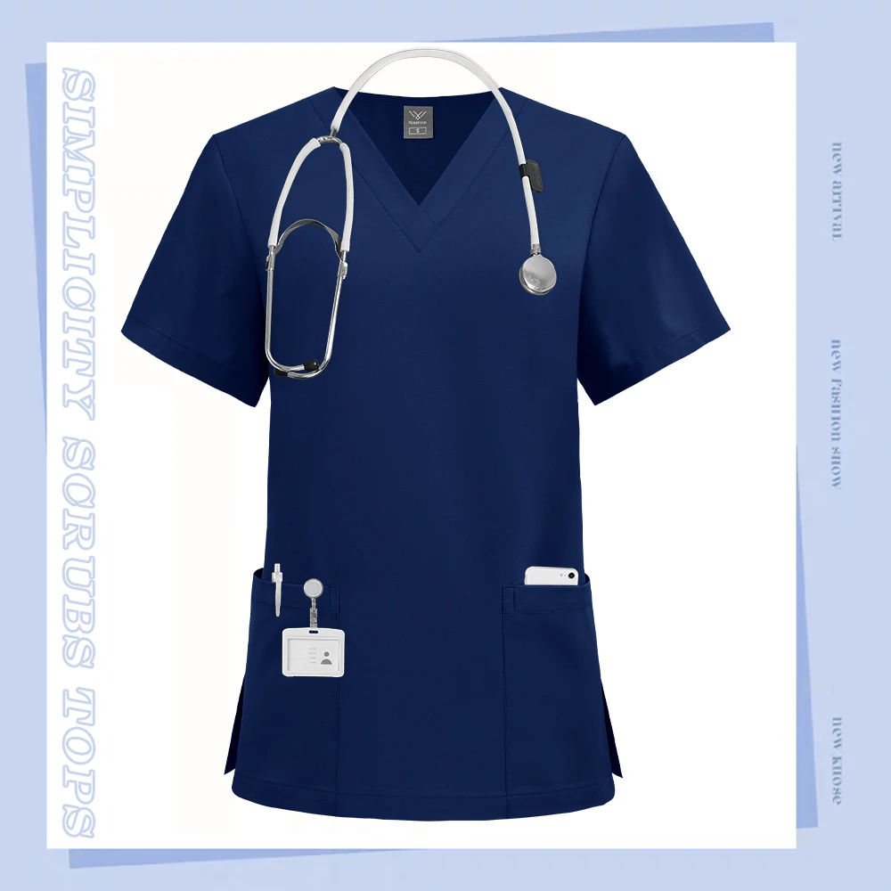 Wholesale Scrubs Top Medical Surgical Uniform Scrub Blouse Unisex Hospital Working Clothing Pharmacy Nurse Shirt Dental Workwear