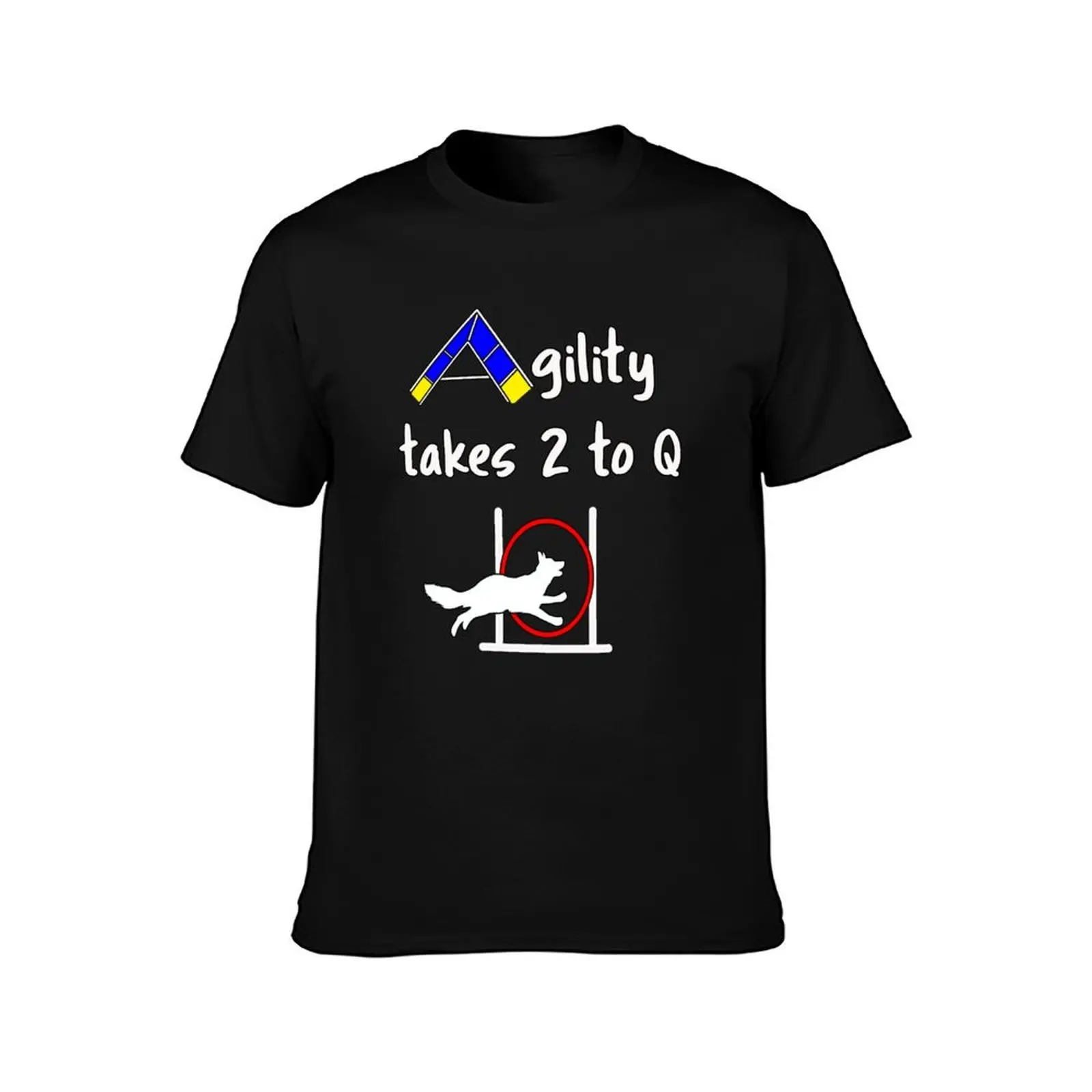 Dog Agility - takes 2 to Q T-Shirt Summer Casual Cotton Tee Oversized Streetwear Tops Vintage Graphic Print Unisex Men Women