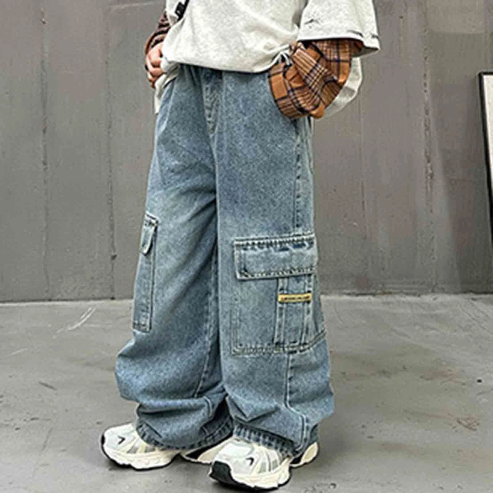 

Cargo Style Wide Leg Pants for Boys Loose Fit Denim Jeans Fashion Kids Trousers Trendy Casual Outfit Children Clothing