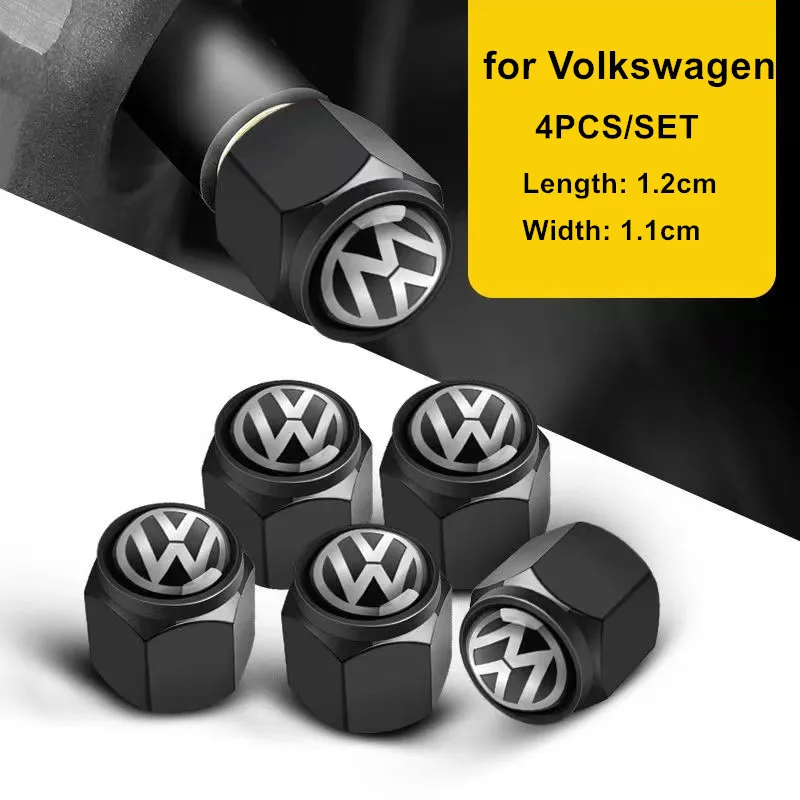 5pcs Metal Car Wheel Tire Valve Caps Stem Case Covers For VW Volkswagen Golf Polo Passat Tiguan Touran Jetta Auto Accessories