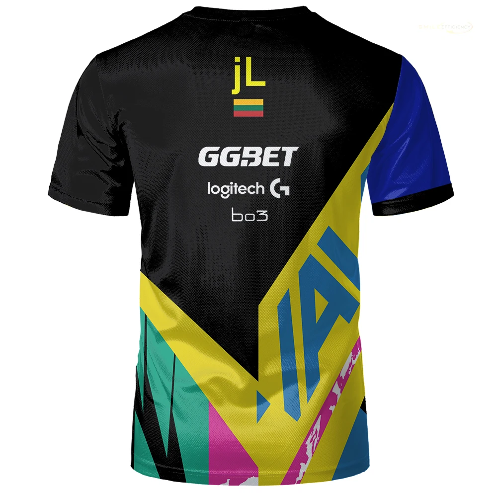 2024 شنغهاي الرائد نافي Esports فريق موحد تي شيرت رجالي CS2 لعبة المنافسة لاعب موحدة تي شيرت الأزرق الداكن بطل القمم #4