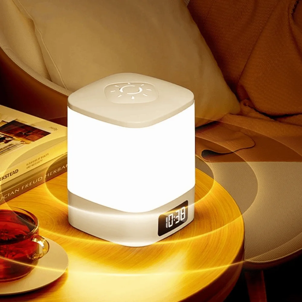 Portable Touch LED Night Light Dimmable Light Time Display Clock Night Light Remote Control Rechargeable Desk Lamp