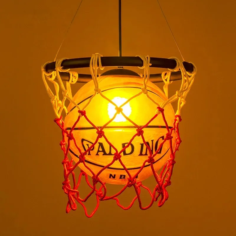 European Creative Basketball Pendant Lamps Aisle Kindergarten Children's Bedroom Study Theme Hotel Indoor Hanging Lights Fixture