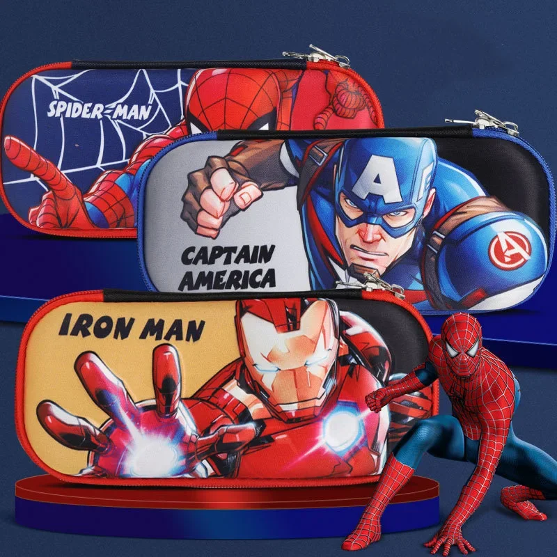 Marvel Cartoon Anime 3D Printing Pencil Case Avengers Spider-Man Boys Student Children Large Capacity Pencil Case Birthday Gifts