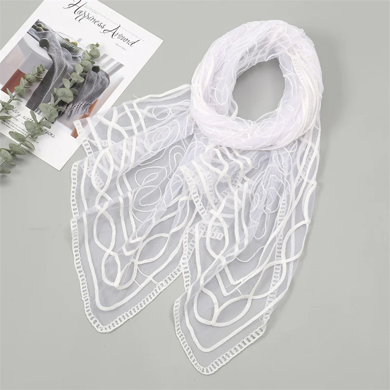 Women Hijab Wrap Shawl Flower Lace Scarves Lady Fashion Wedding Headscarves Female Spring Summer Photo Props Accessories 2024