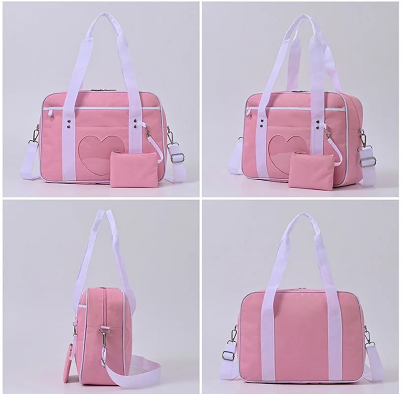 Cute Girls Messenger Oxford Transparent Heart Square Anime Lolita Bag Itabag Women Large Capacity Shoulder Phone Wallet Handbag