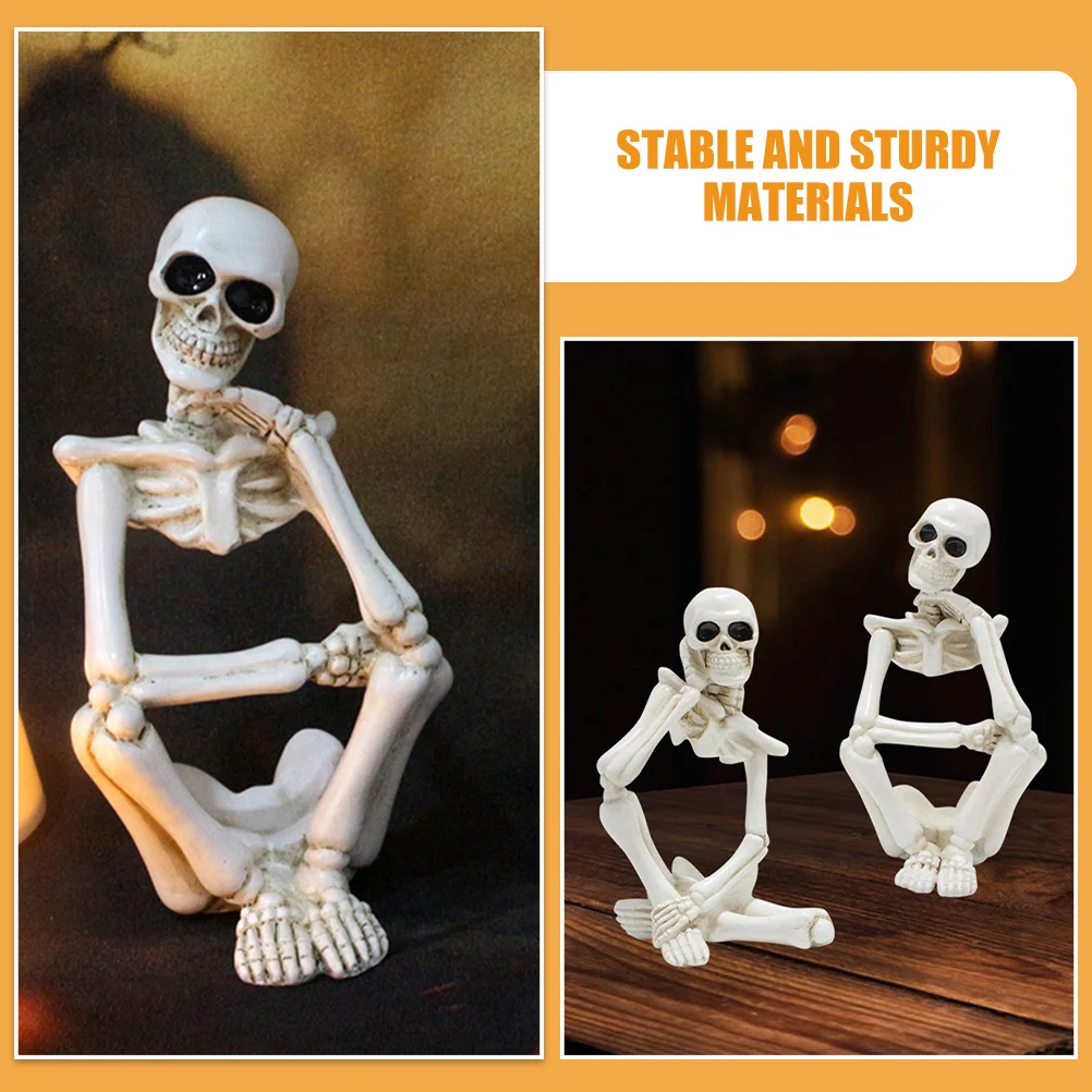 

3 Pcs Figurine Home Decor Decorations Halloween Resin Scary Decorative Sculpture Skeletons Office