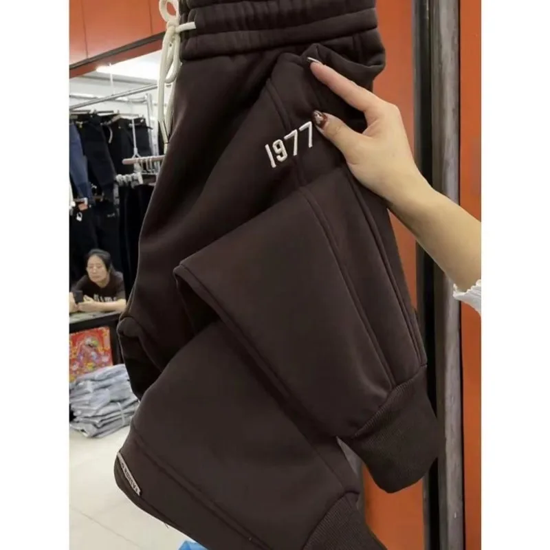 

Fashion Plush Wool Tying Foot Trousers Student Harem Pants Loose and Versatile Elastic Straps Thickened Casual Hoodies