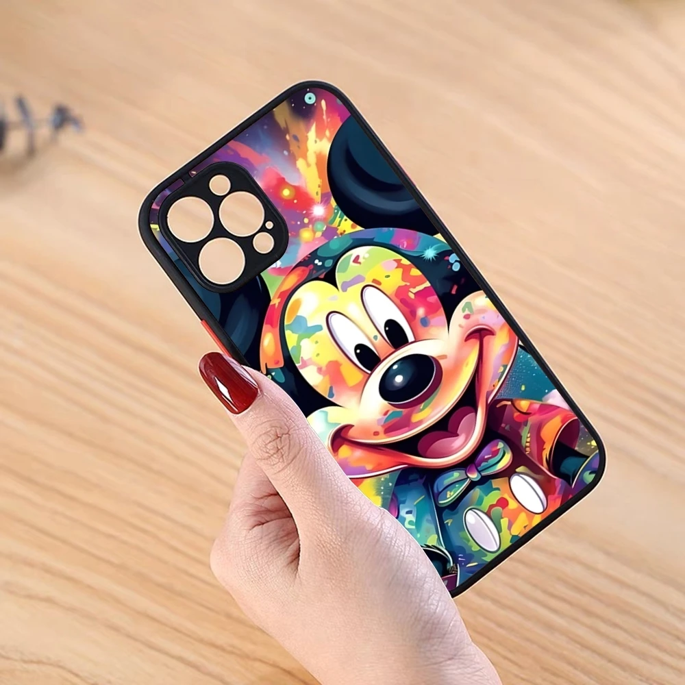 Mickey Mouse Disney Phone Case Black for iPhone 13ProMax 15 12 11 14 Pro Max Mini 8 7 Plus SE2020 XS Max X XR Matte Cover