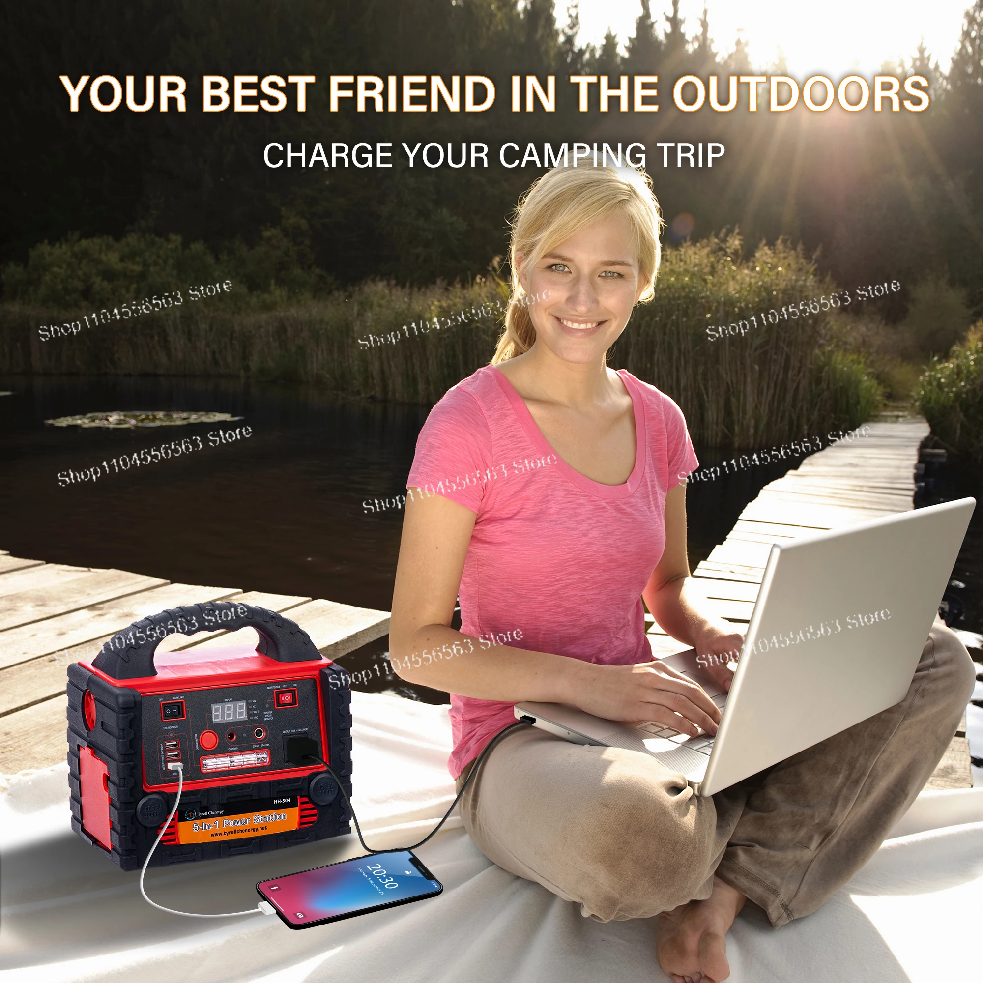 Portable Solar Power Station, Multi-Outlet USB AC DC for Home Outdoor Emergency