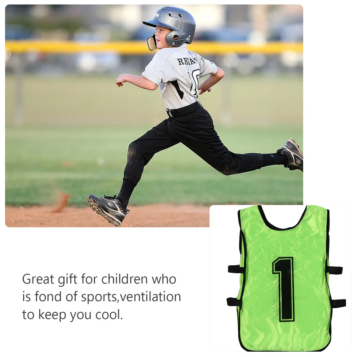 

6Pcs Children Sports Vests Open Sided Polyester Training Bibs Breathable Team Practice Scrimmage Vest Athlete Vest for Kids