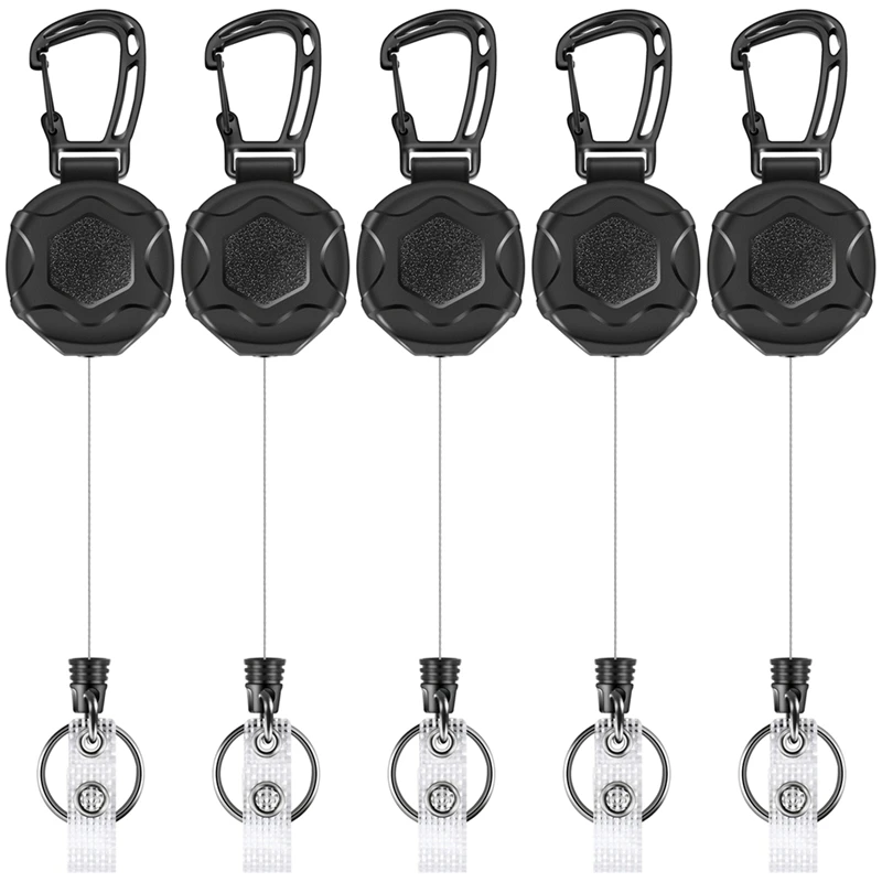 Retractable Keychains Heavy Duty Badge Reel Retractable Id Badge Clip With Upgraded Mountaineering Buckle
