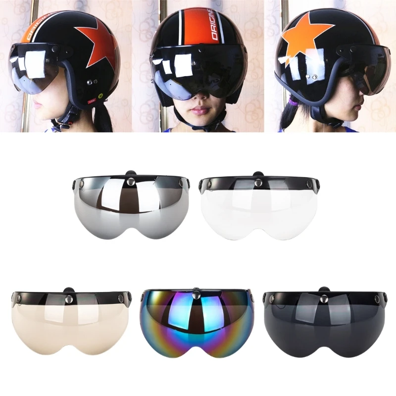 

Universal Motorbike Retro Pilot-Style Standard 3 Snap-Button Visors Flip Up Down