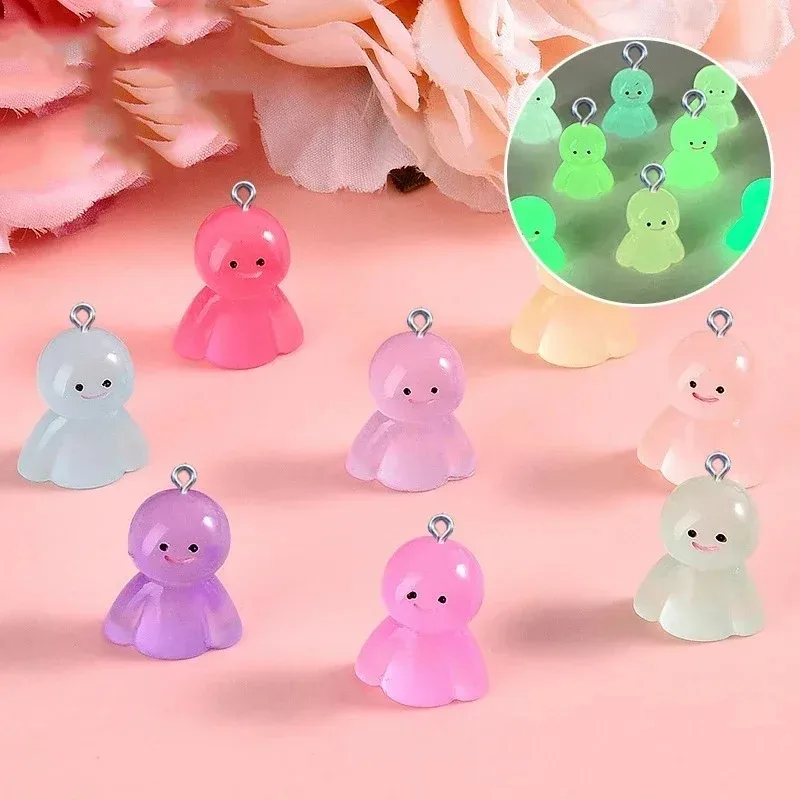 10Pcs Glow In Dark Cartoon Doll Resin Charms Luminous Pendants DIY Craft Supplies for Earrings Necklaces Keychains Jewelry view 2