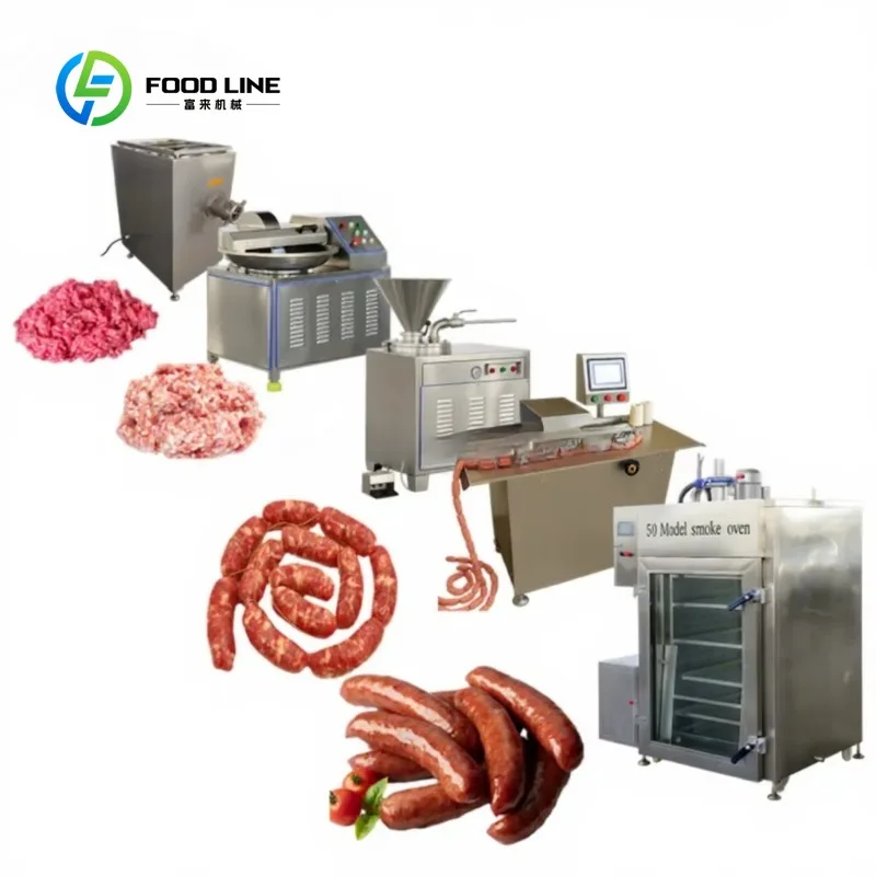 Customized Complete Sausage Making Machine Production Line for Commercial Meat Factories with Automatic Stuffing and Cutting Fun