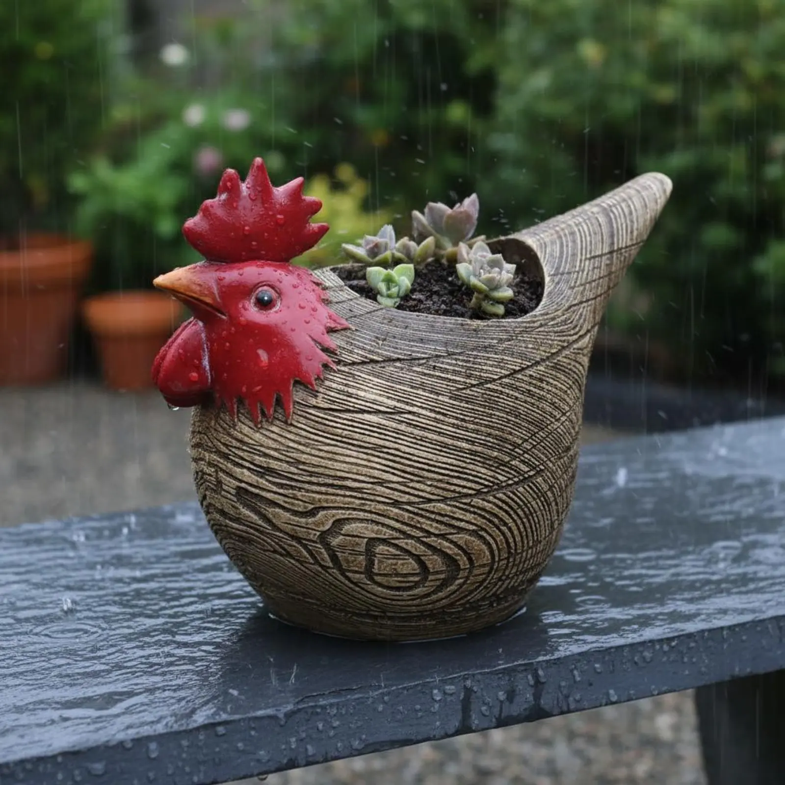 Resin Chicken Planter Outdoor Chicken Planter Pot Hen Flower Pot Whimsical Design Garden Decor Gift Idea for Patio