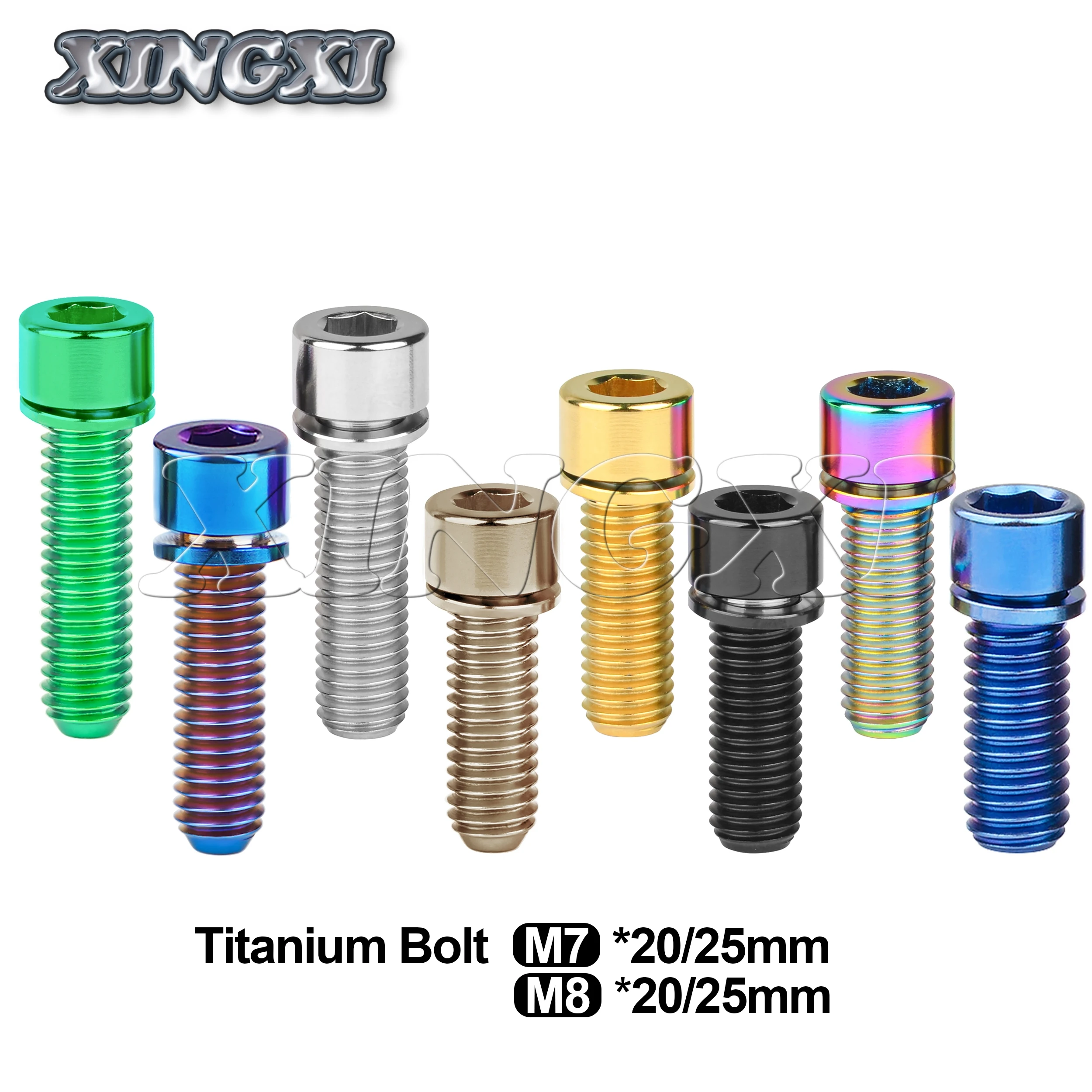Xingxi Titanium Bolt M7/ M8 X 20 25mm Allen Key Head Screw with Washer for Motorcycle Bike Screw  Accessories