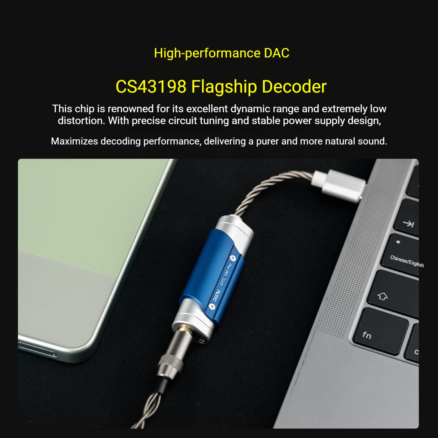 DUNU DTC100 Pro Portable Hifi Dac Amplifier Type-C To 3 5mm CS43198 Decoding Chip SGM8262 Amp Chip
