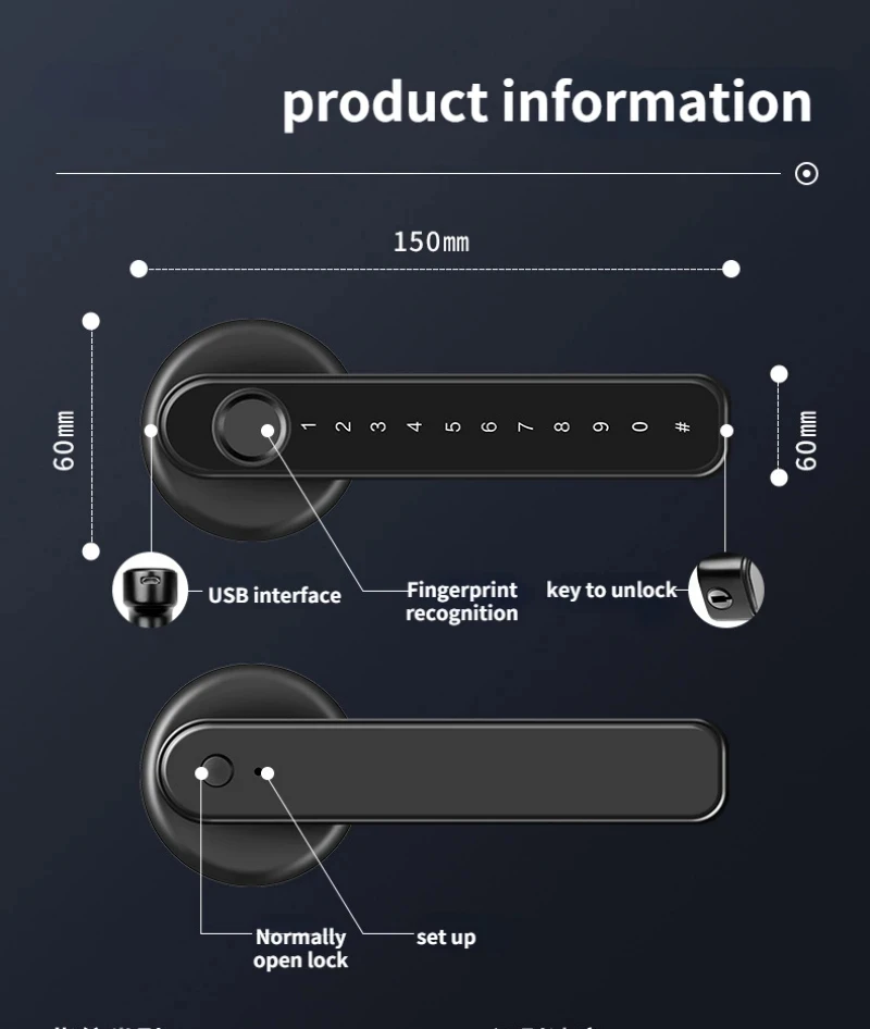 Tuya Smart Life APP remote control smart fingerprint biometric password lock indoor wooden metal door smart lock